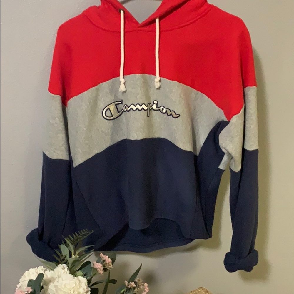 Multicolored champion hoodie- cropped